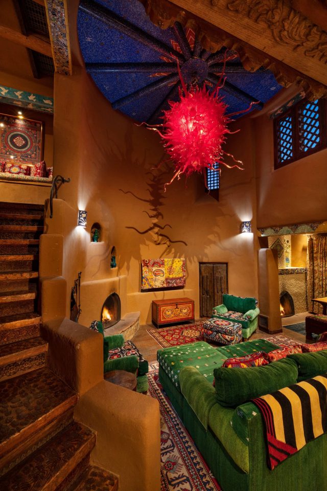 The living room in The Luminaria Villa at The Inn of The Five Graces, a Luxury Boutique Hotel and Resort in downtown Santa Fe, New Mexico.