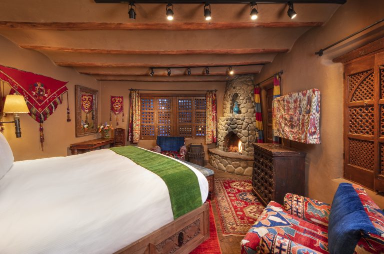 The bathroom in Camelia, one of our suites at The Inn of The Five Graces, a Luxury Boutique Hotel and resort in Downtown Santa Fe, New Mexico.