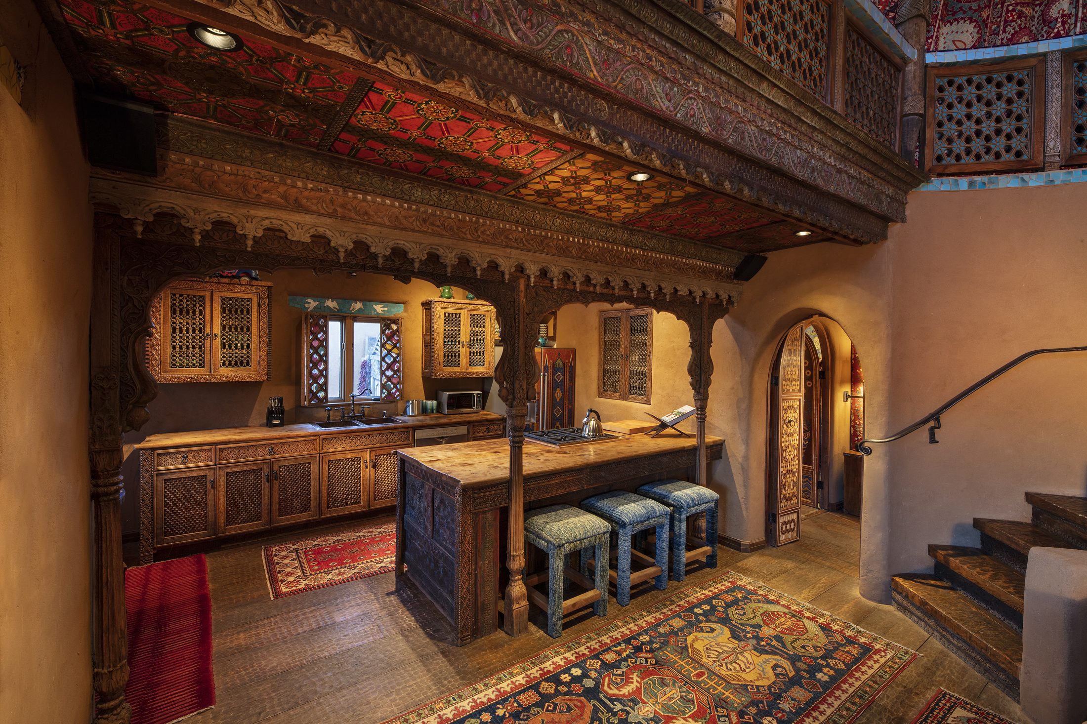 The kitchen in the Luminaria Villa at The Inn of The Five Graces, a Luxury Boutique Hotel and Resort in downtown Santa Fe, New Mexico.