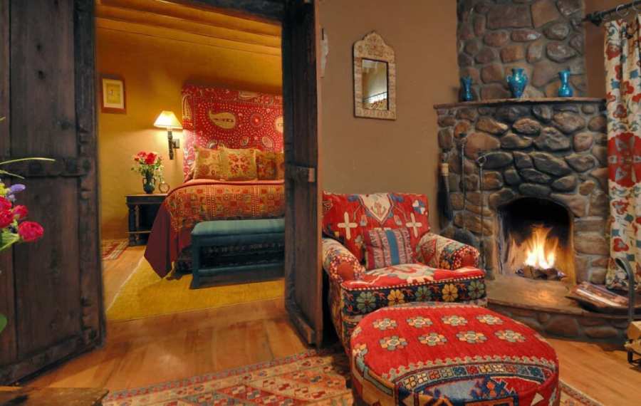 The living room in Amber, one of our two bedroom suites at The Inn of The Five Graces, a Luxury Boutique Hotel, in Downtown Santa Fe, New Mexico.